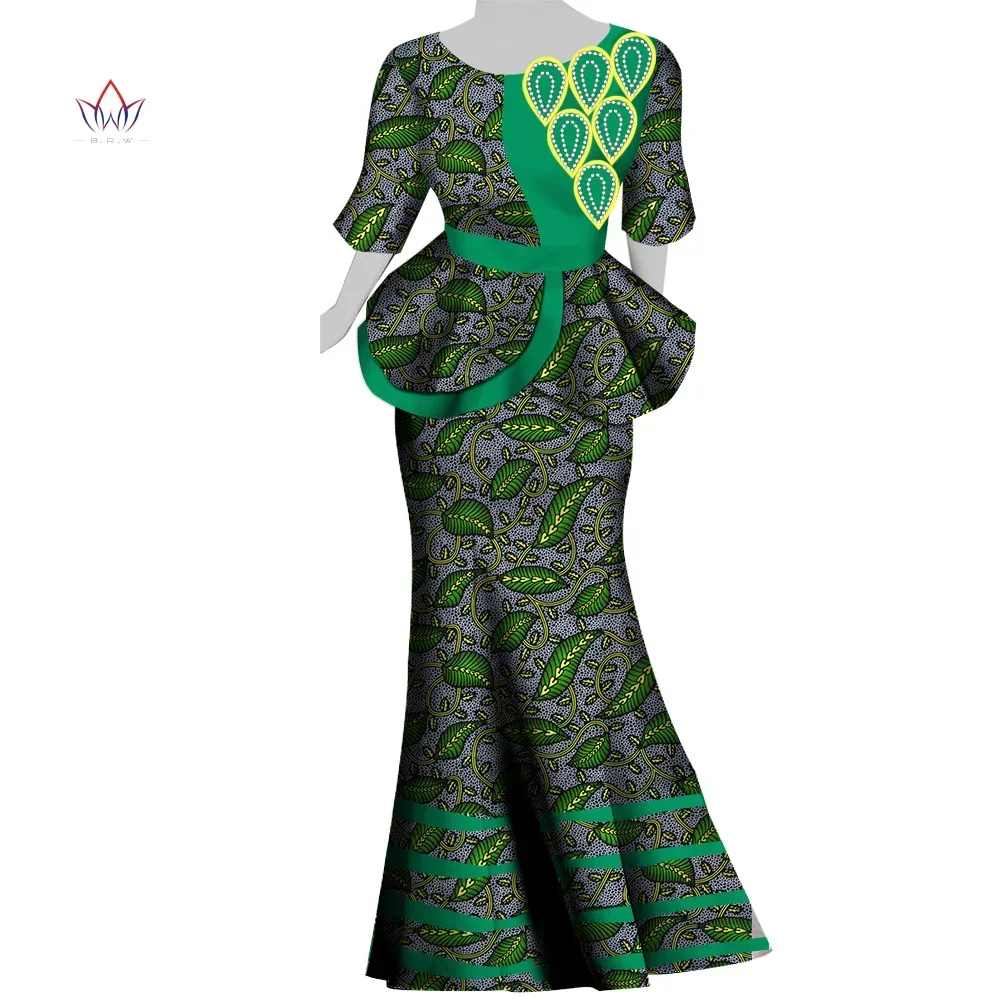 

BintaRealWax Africa Style Two Piece Skirt Set with Pearls Dashiki Crop Top and Skirt Elegant Women Sets for Wedding YF107