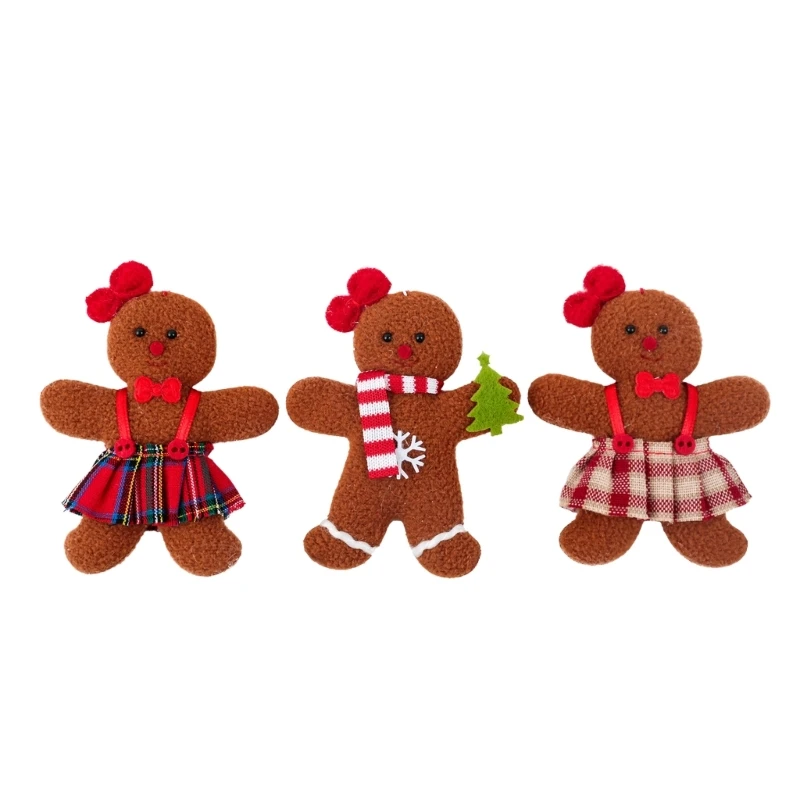 

3 шт. праздничные декоративные пряничные человечки, украшения, стильное тканевое подвесное украшение для Рождества и мероприятия