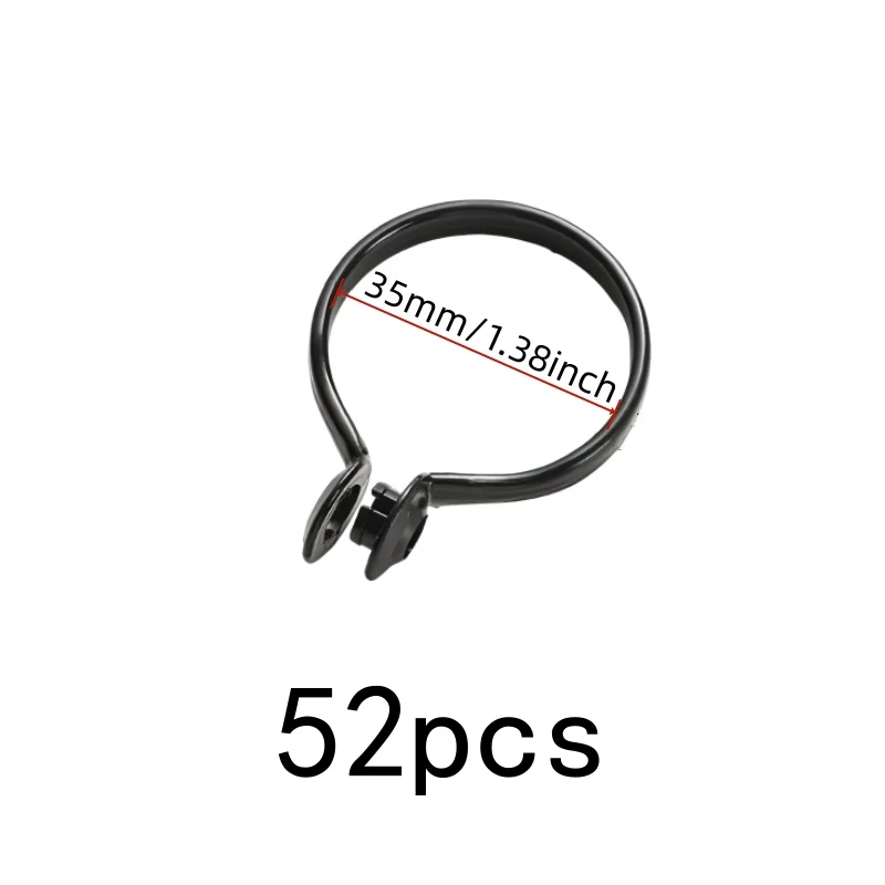 52 pcs 35mm Snap-On Shower Rings for Easy Curtain Changing, Durable Black Material, Smooth Sliding Plastic, Black
