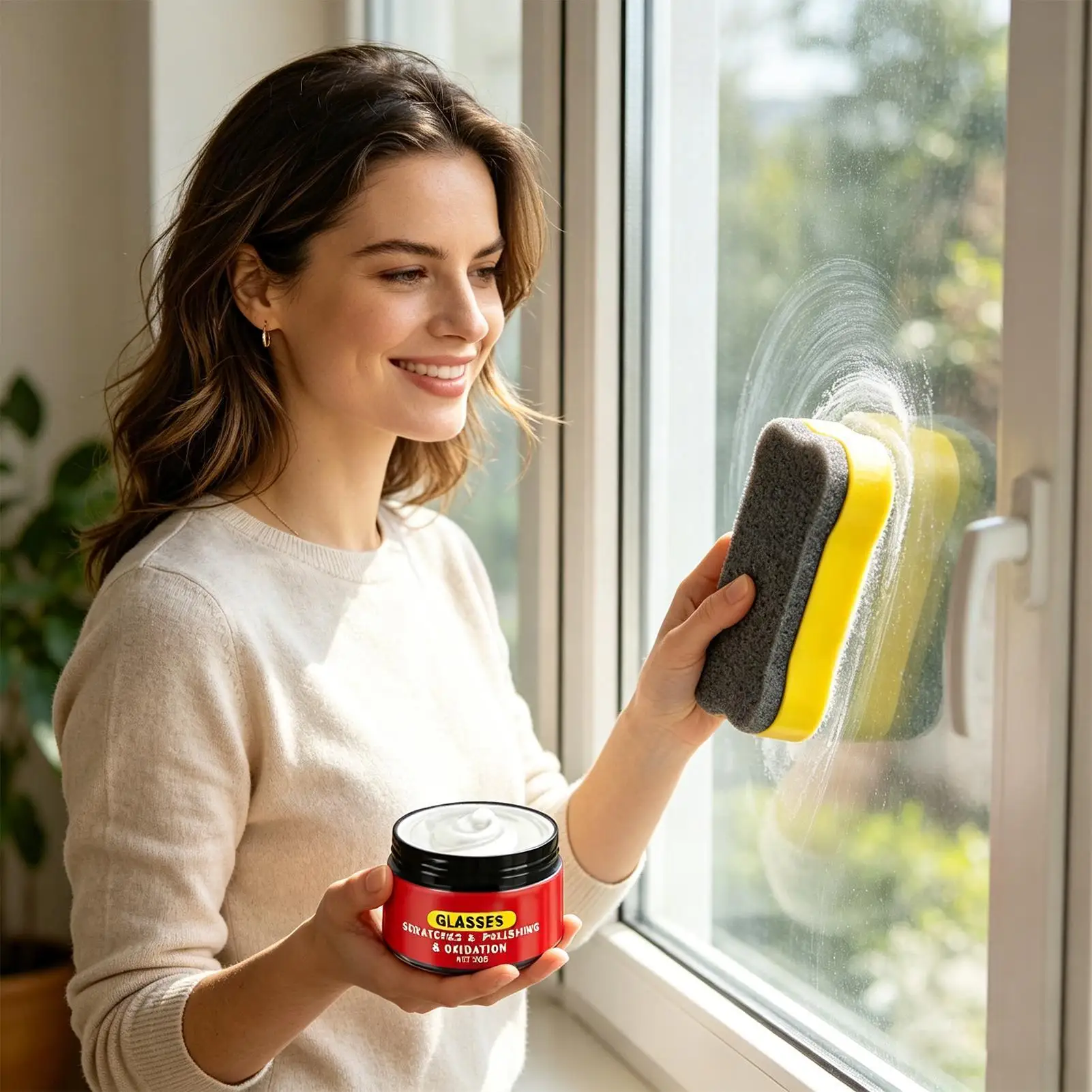 Powerful Glass Film Polish Paste, Removes Hard Water Stains and Scale, Ideal for Car and Home Glass/mirrors, Shower Doors, Tile