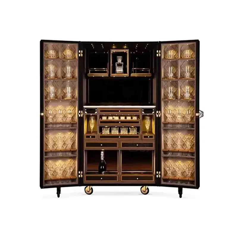 Italian light luxury designer wine cabinet villa luxury home living room high-end removable leather box dining side cabinet