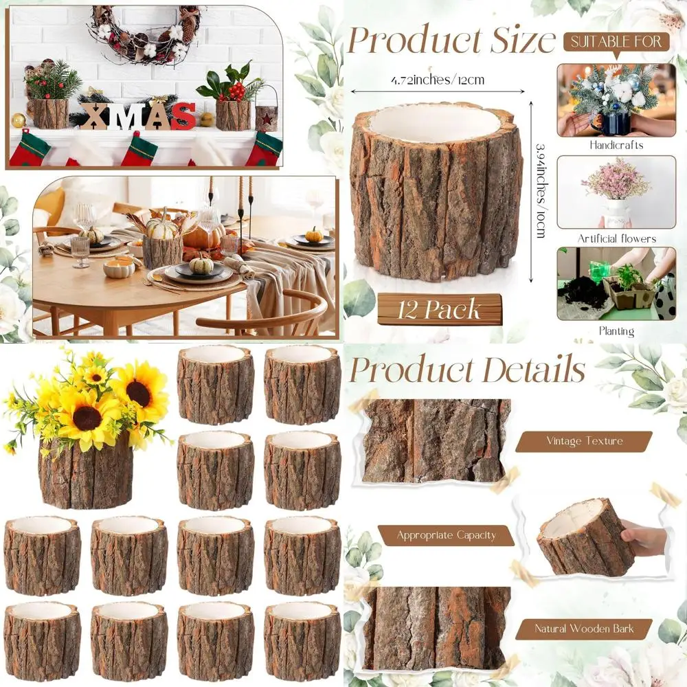 

Large Wooden Flower Vases for Rustic Wedding Centerpieces, Garden Party, and Home Décor