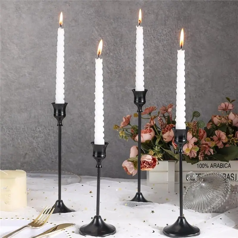 ABZL Antislippad Candle Holder For Wedding Fireplace Mantel Housewarming, Black Candlestick Holders With Anti-Slip Pads
