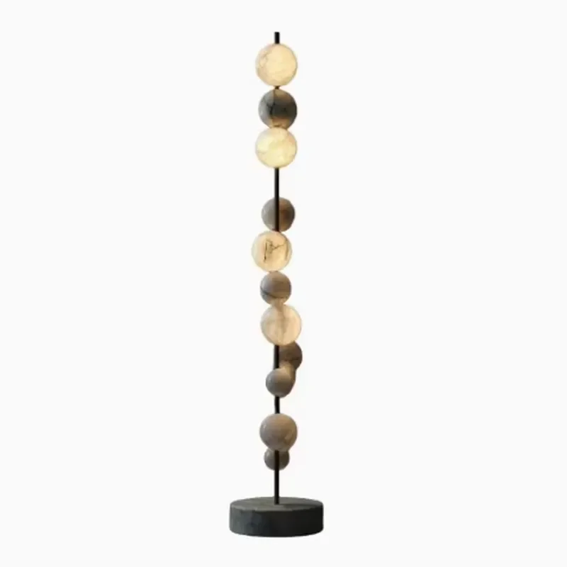 Designer Natural Alabaster Floor Lamp Metal Frame Sphere Stone Ball Standing Lamp Home Decor Living Room Bedroom Ambient
