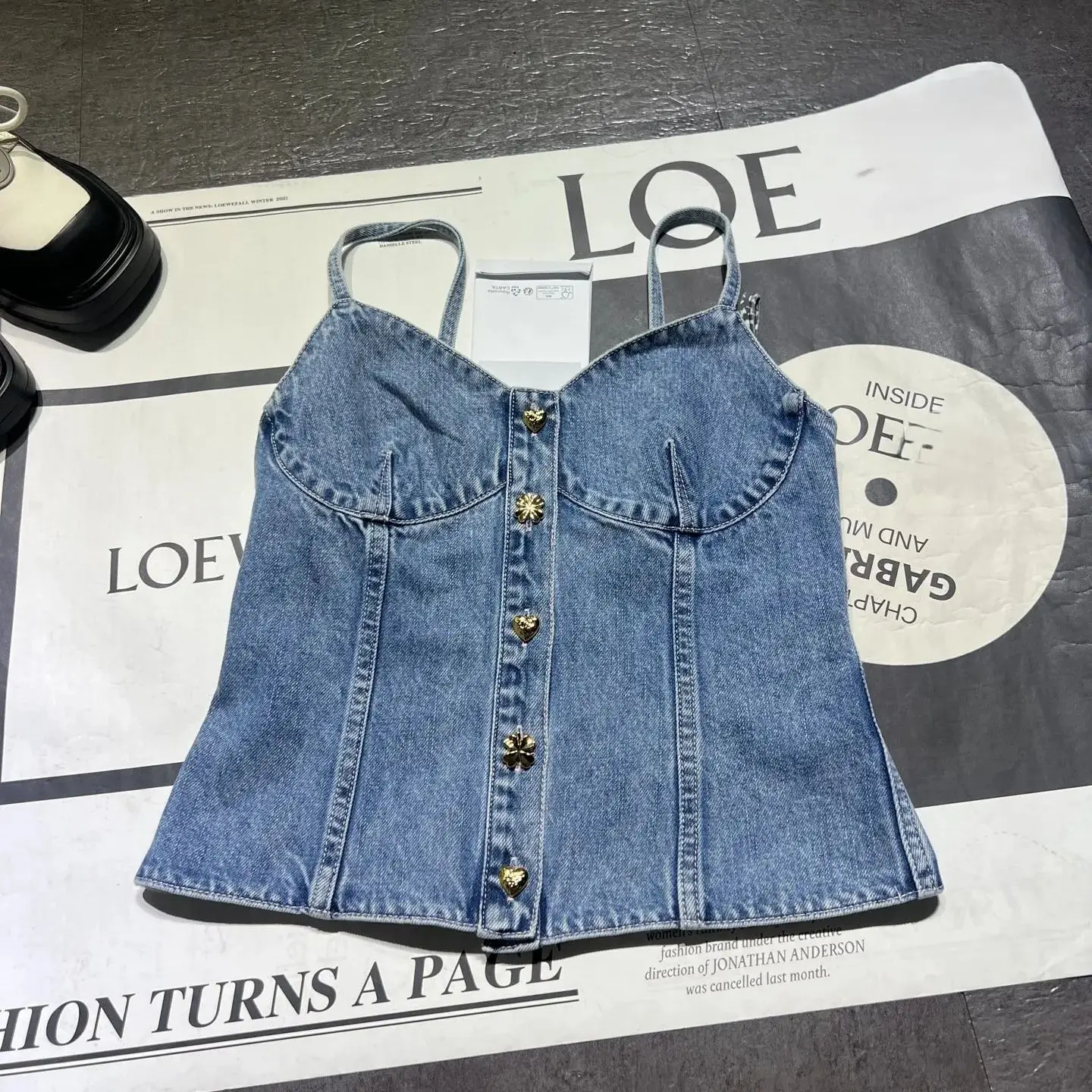 

25CH washed denim blue camisole top shipped