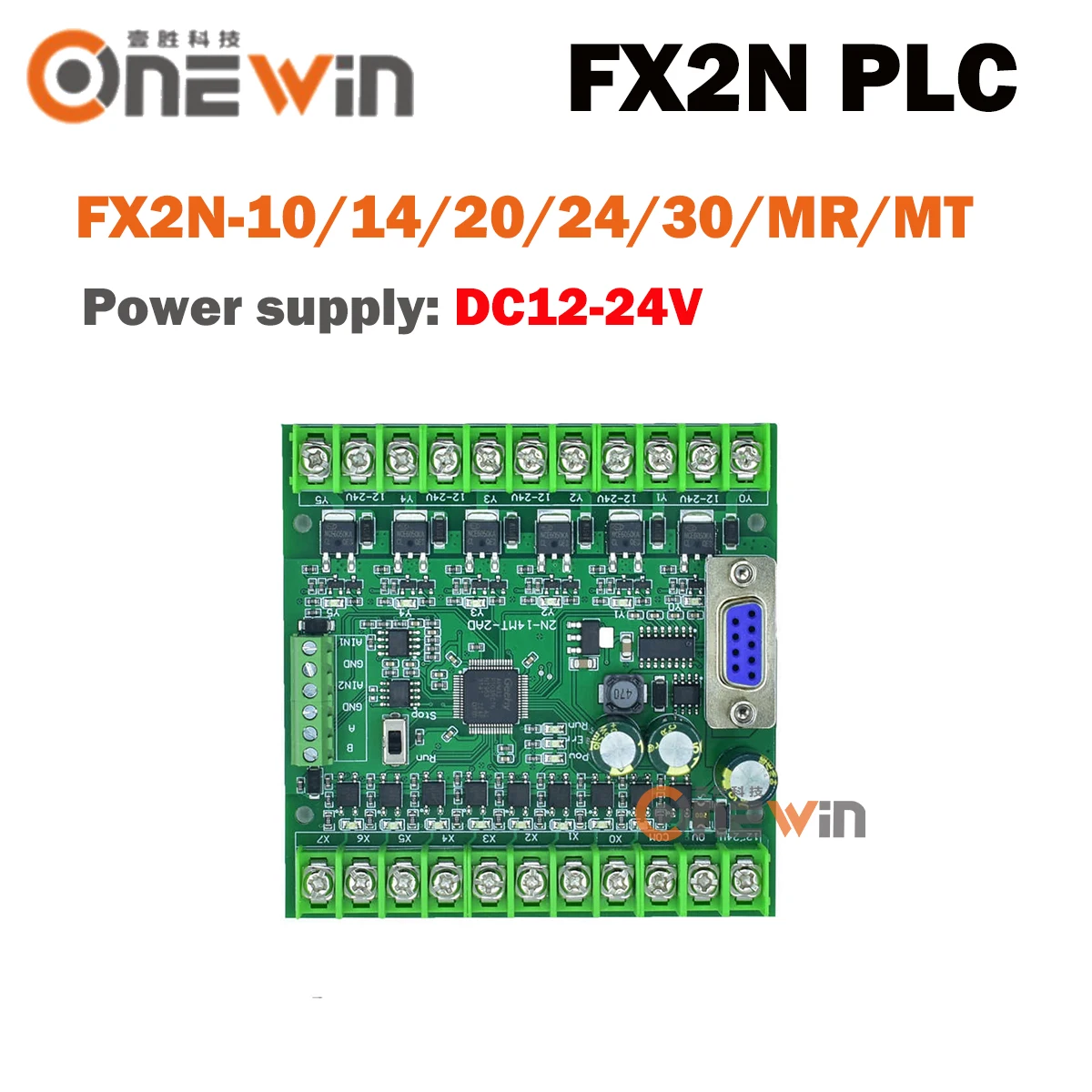 FX2N PLC DC12V-24V FX2N-10MR 10MT 14MR 14MT 20MR 20MT 24MR 24MT 30MR 30MT Industrial Programmable Controller RS232 RS485 Analog