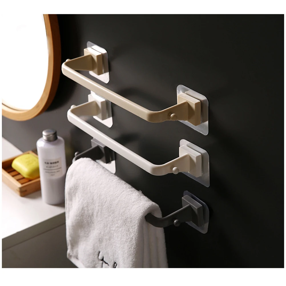 

2Pcs Suction Cup Towel Rack Space Saving Plastic No Punch Wall Mounted White Bathroom Kitchen Paper Holder Hygiene Storage