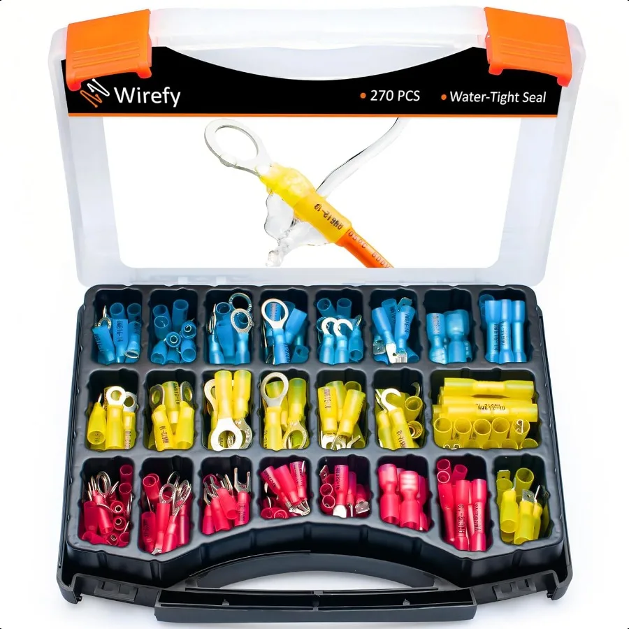 

Wirefy Heat Shrink Wire Connectors Kit Marine Grade Electrical Connectors Automotive Butt Connectors Insulated Ring Spade Fork