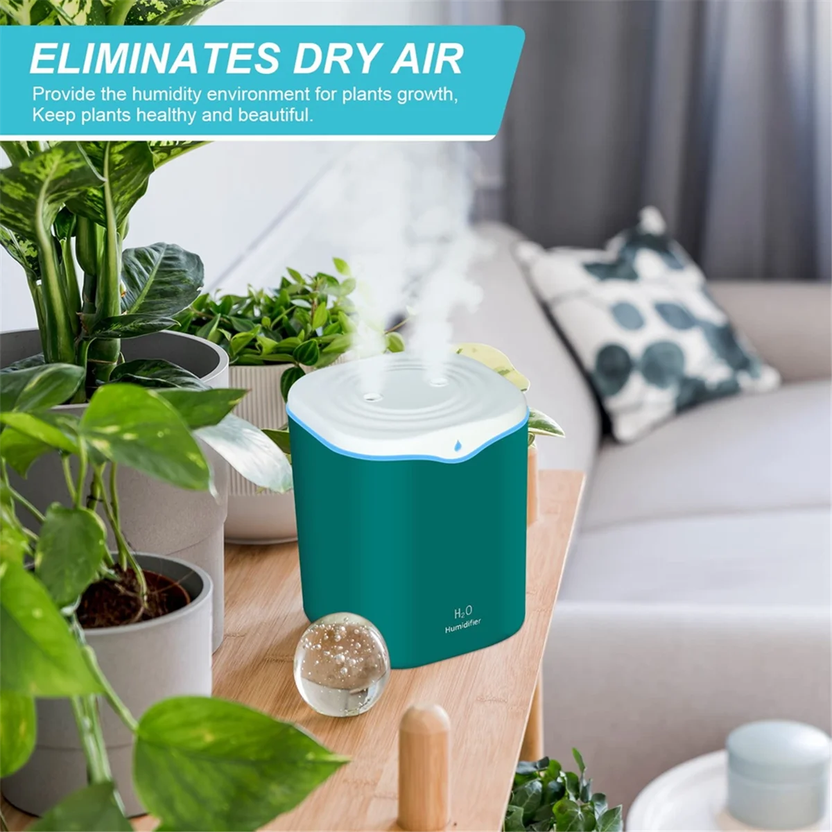 Humidifiers for Bedroom, 2.2L Cool Mist Humidifiers for Bedroom, USB Portable Desk Humidifier, Quiet Ultrasonic,Green