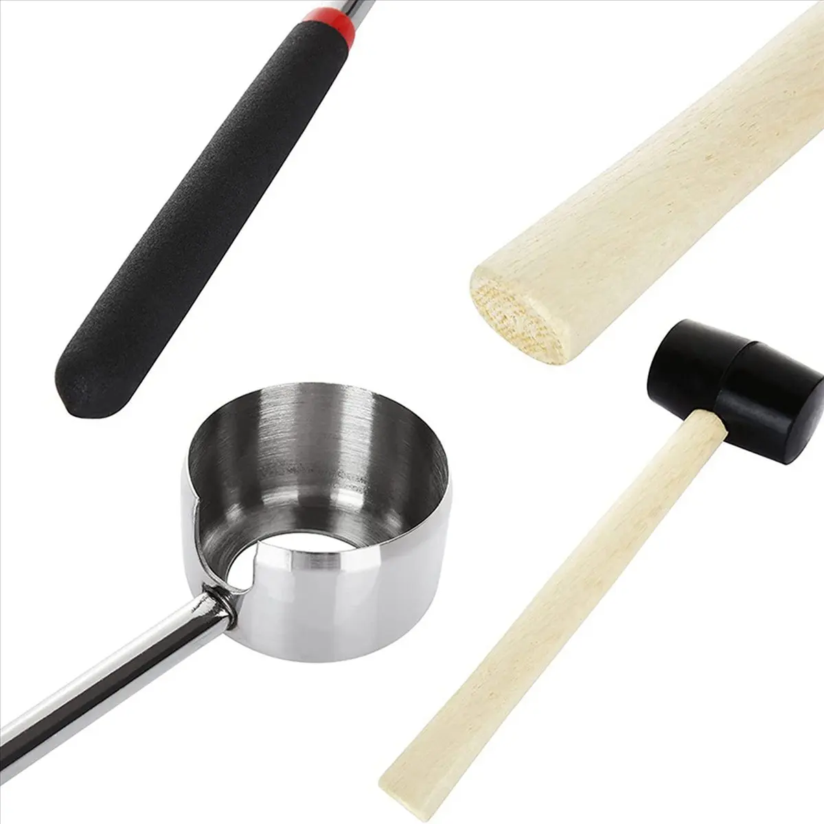 (PQWN) Kit de Ferramentas para Abrir Coco (5 Peças) - Abridor de Coco Verde em Aço Inoxidável - Kit Abridor Coco Jack