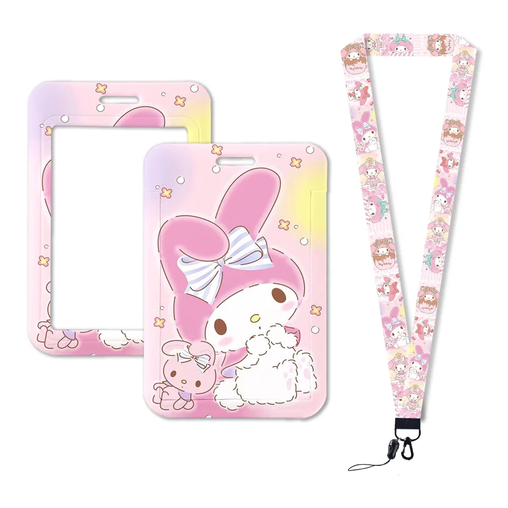 

Cute Sanrio My Melody ID Badge Card Holder Lanyard Girls Door Card Case Neck Strap Credit Card Holder Credentials Accessories