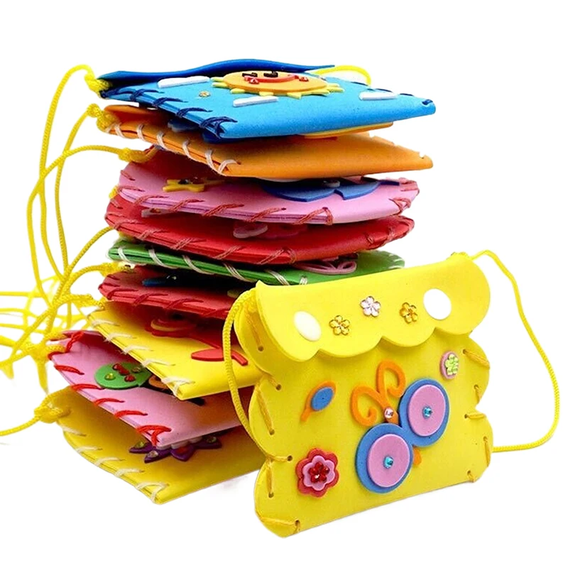 DIY kleine portemonnee voor kinderen, vilten portemonnee, EVA-lijm, creatief naaien, plakken, handwerk, voorschools speelgoed, handgemaakt materiaalpakket
