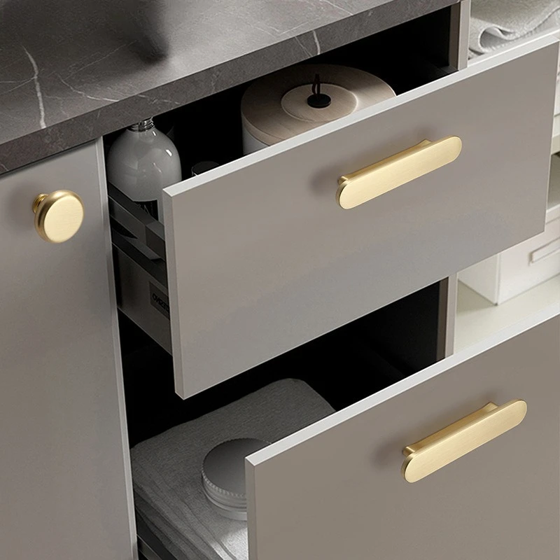 Modern Minimalist Brushed Gold Cabinet Handle Kitchen Drawer Pulls Furniture Knobs