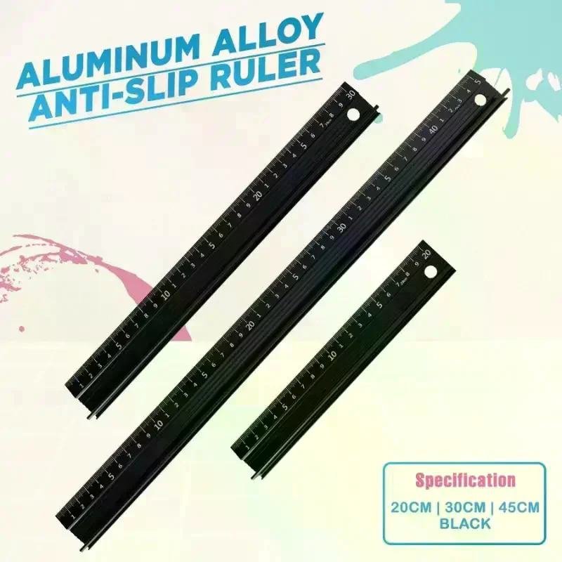 Non-Slip Aluminium Alloy Ruler Marking Metal Safety Cutting Art Craft Multi-Functional Aluminium Alloy Ruler 20/30/45cm