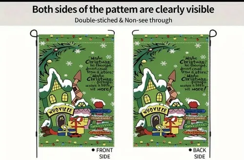 *NOWOŚĆ* Dwustronna flaga ogrodowa z napisem GRINCH od Dr. Seussa, Świąteczny Grinch z Whoville, YYX