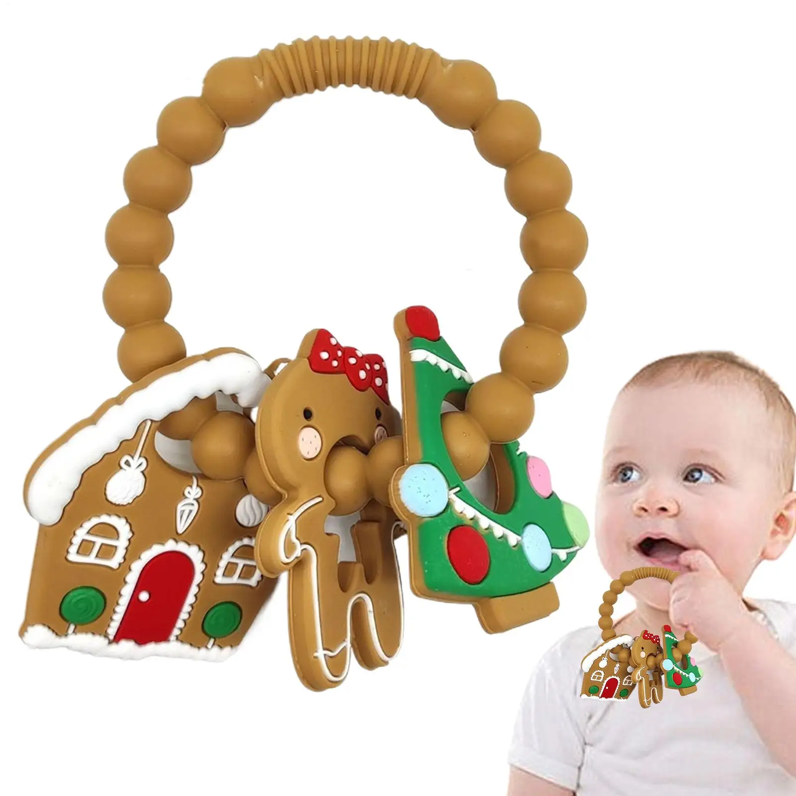 

Игрушки-прорезыватели на Хэллоуин, Рождество, кольцо-прорезыватель, силиконовые жевательные игрушки для облегчения прорезывания зубов, для маленьких мальчиков и девочек, детский автомобиль для путешествий