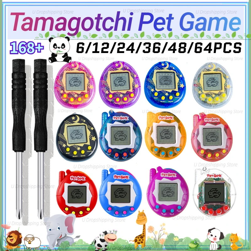 Porte-clés Virtual Pet Tamagotchi, jouets électroniques pour enfants, jeux vidéo, cadeaux d'anniversaire, prix de classe scolaire, 64 à 6 pièces