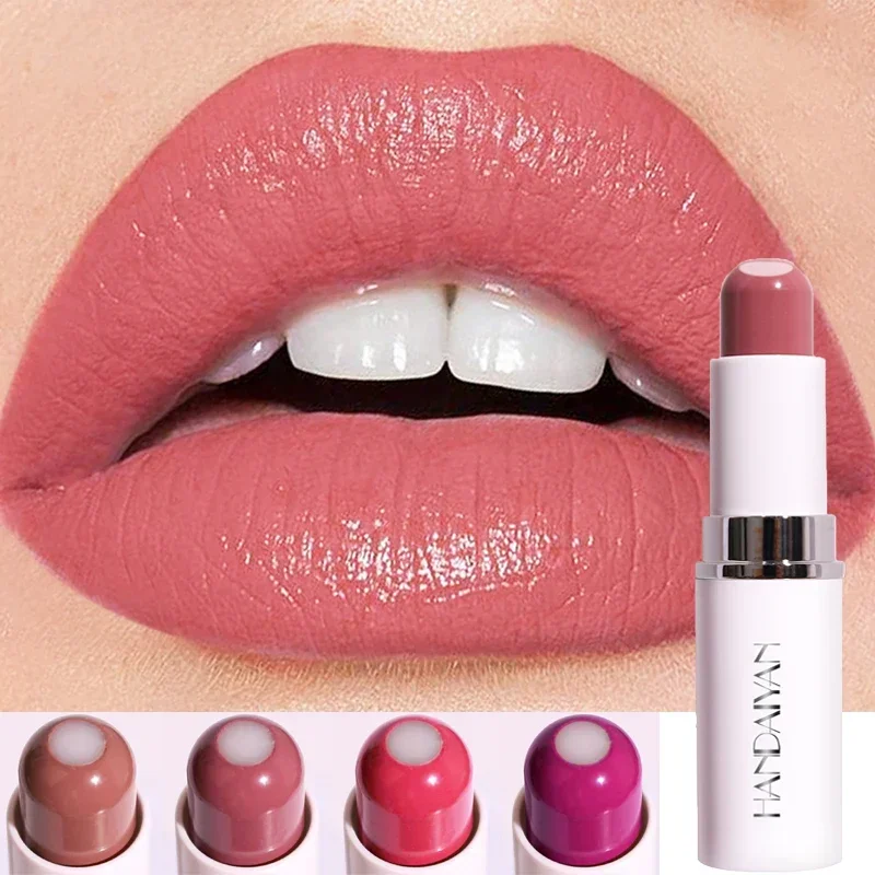 Batom nude 2 em 1, bálsamo labial vermelho fosco, hidratante, 8 cores, sanduíche, à prova d'água, longa duração, copo antiaderente