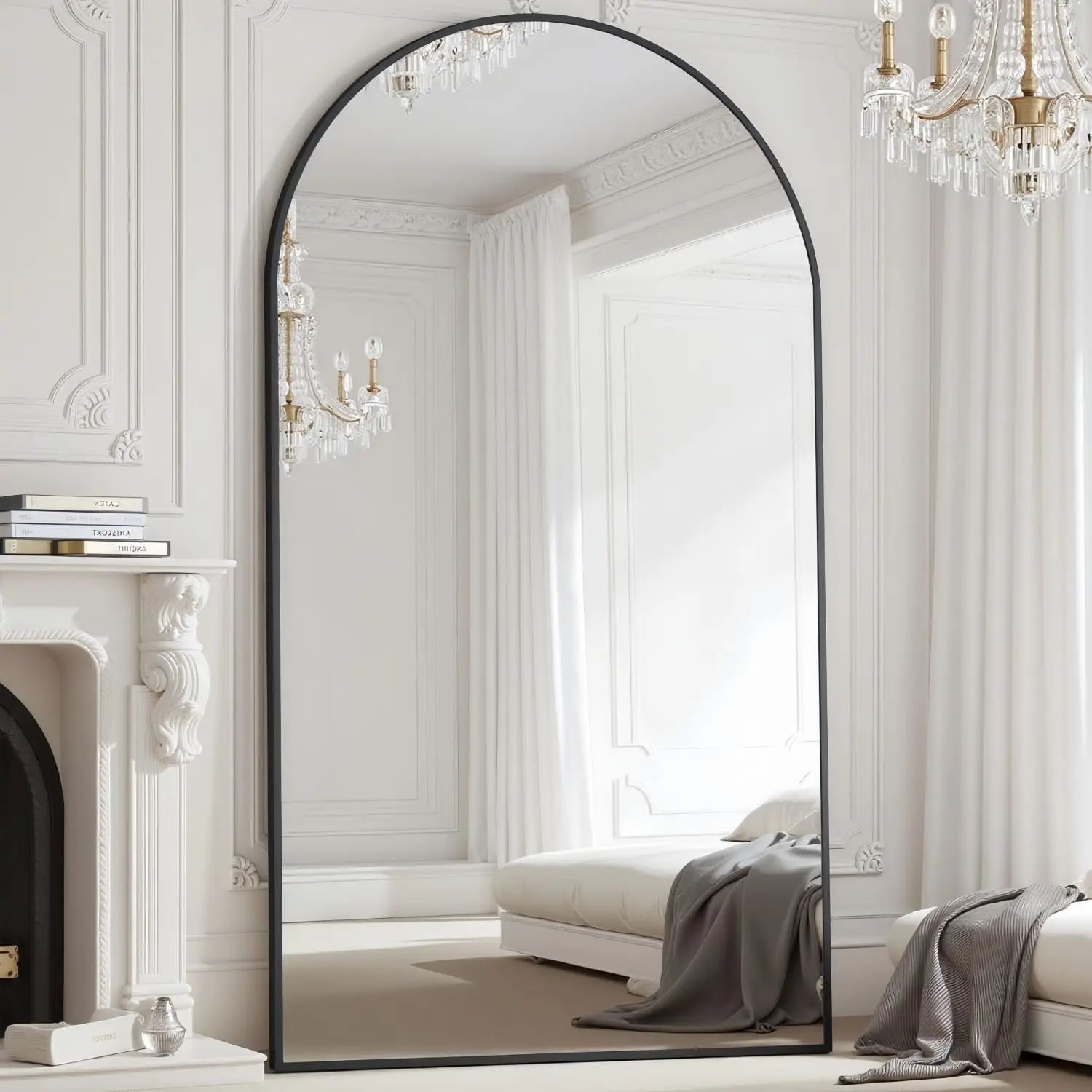 Full Length Mirror, Oversized 78"X38" Arched-Top Floor Mirr…