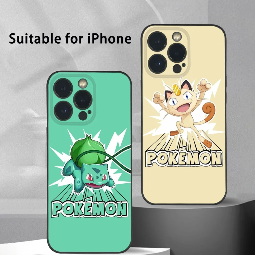 Pokemon Bulbasaur Phone Case For iPhone 15 14 13 12 11 Pro Xs Max Mini XR X 7 8 Plus Black Frosted Soft Shell Celulares Funda