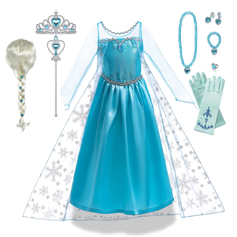 Meisjes Sneeuw Koningin Elsa Kids Kostuums Voor Meisje Carnaval Feest Prom Jurk Gewaad Spelen Kinderen Kleding Frozen Prinses Jurk 2-10y