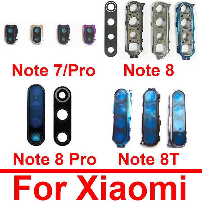 Rear Back Camera Lens Glass Cover For Xiaomi Redmi Note 7 8 Pro Note 8 8T Main Camera Cover Frame + Sticker Replacement Parts