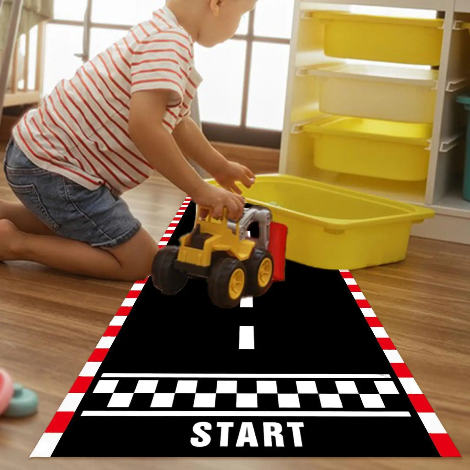 

2 Pieces Racetrack Floor Running Mat Gifts Versatile for Sport Event Black