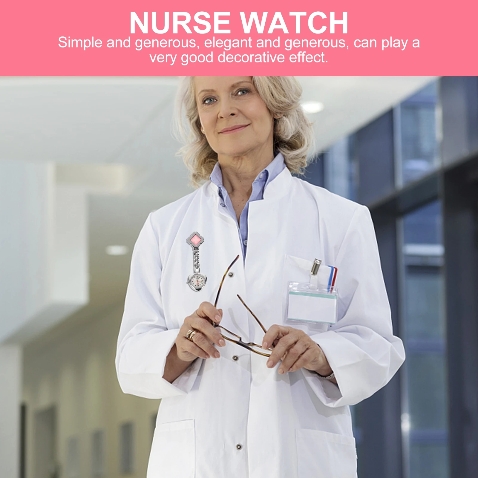 

Hanging Watch Durable Alloy Quartz Movement Luminous Pointer Fashion Nurses Elegant Stable Practical Medical Chest Pocket Watch