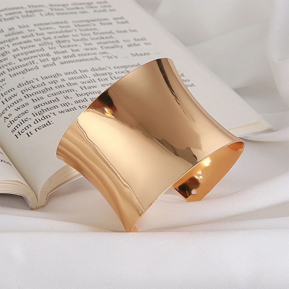 

2Pcs Women Cuff Bracelets Metal Bangle Adjustable Wrist Jewelry Wide Gold Trendy Fashion Accessories Personalized Bracelet