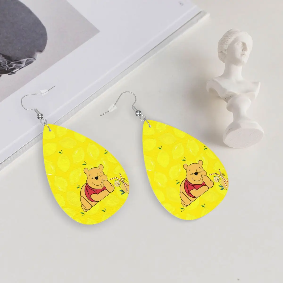 Custom Winnie The Pooh Dangle Drop Earrings Leather Earrings for Women Fashion For Party view 5