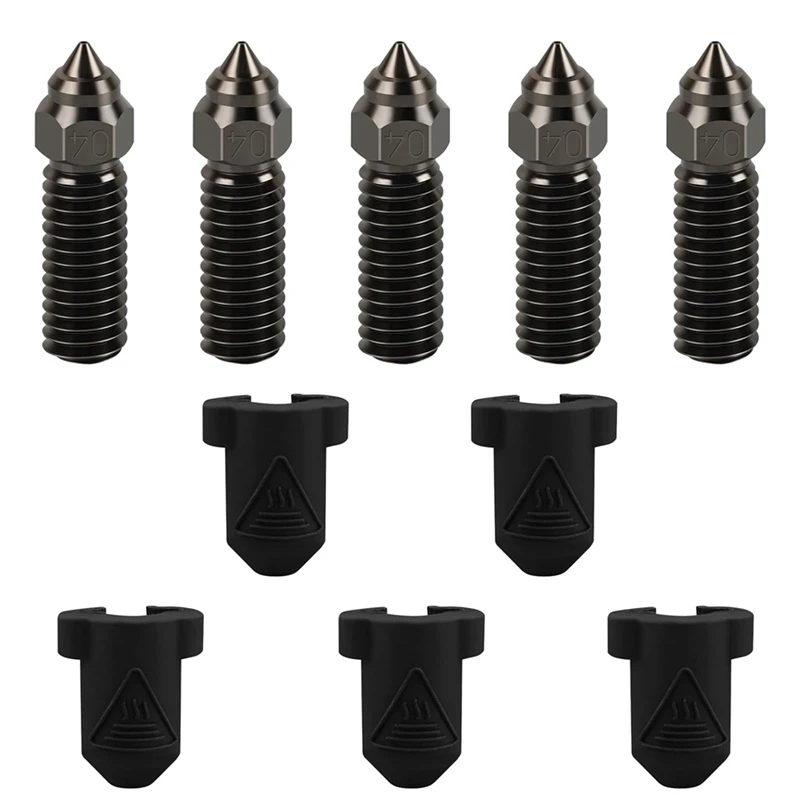 Hardened Steel 0.4Mm Nozzle And Silicone Socks Kit For Creality K1, K1 Max - 5 Piece Extruder Hotend Set