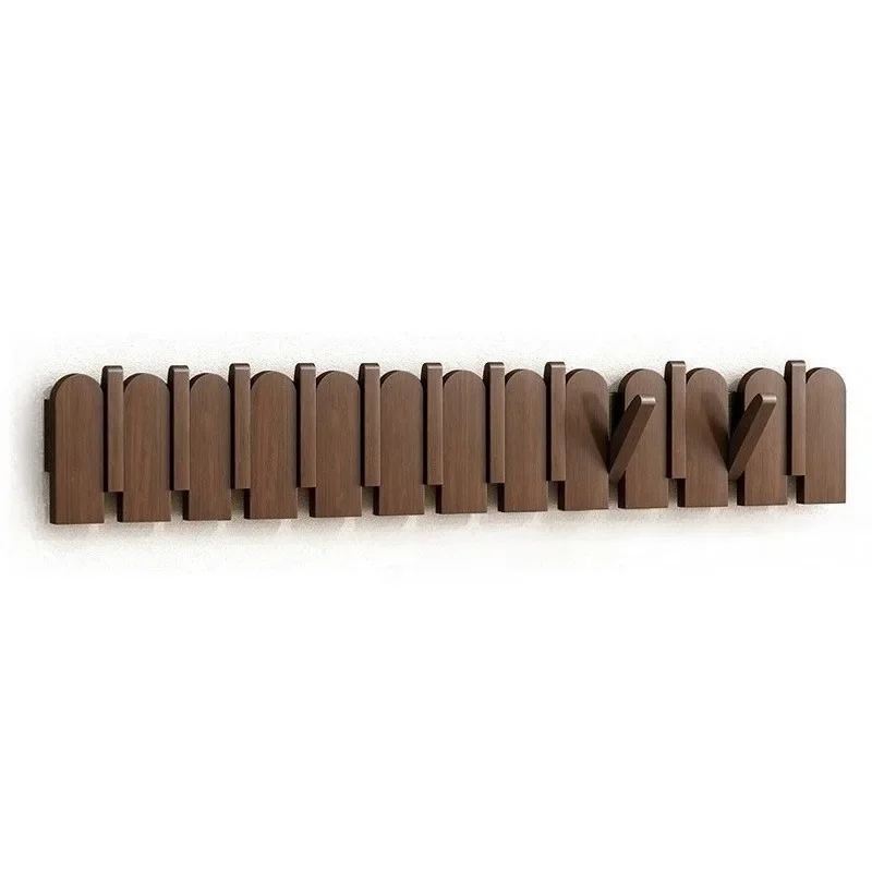 Solid Wood Coat Hook Piano Key Wall-mounted Coat Hooks Multifunctional Household Clothes Rack Living Room Storage Furniture - view 6