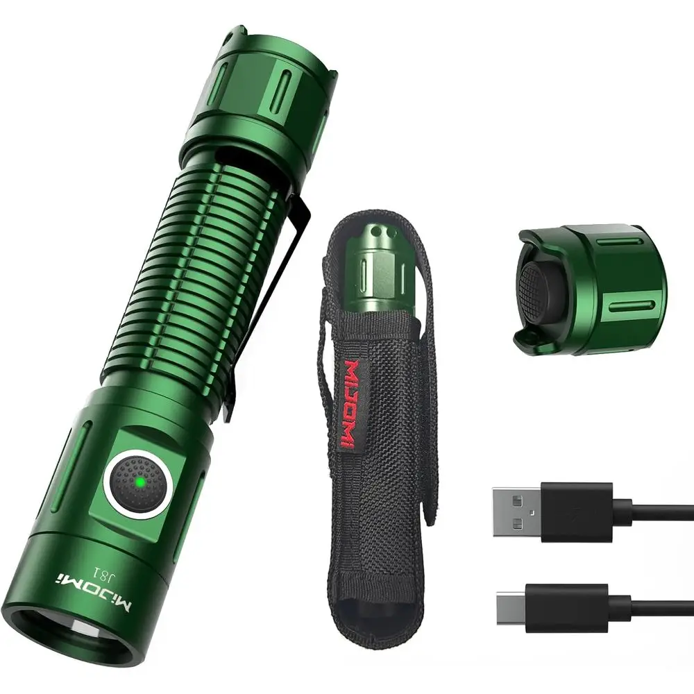 

MIJOMI J81G Tactical Rechargeable lashlight with Holster, 1300 Lumen Super Bright IP68 Waterproo Dual Button lashlight or Tactic