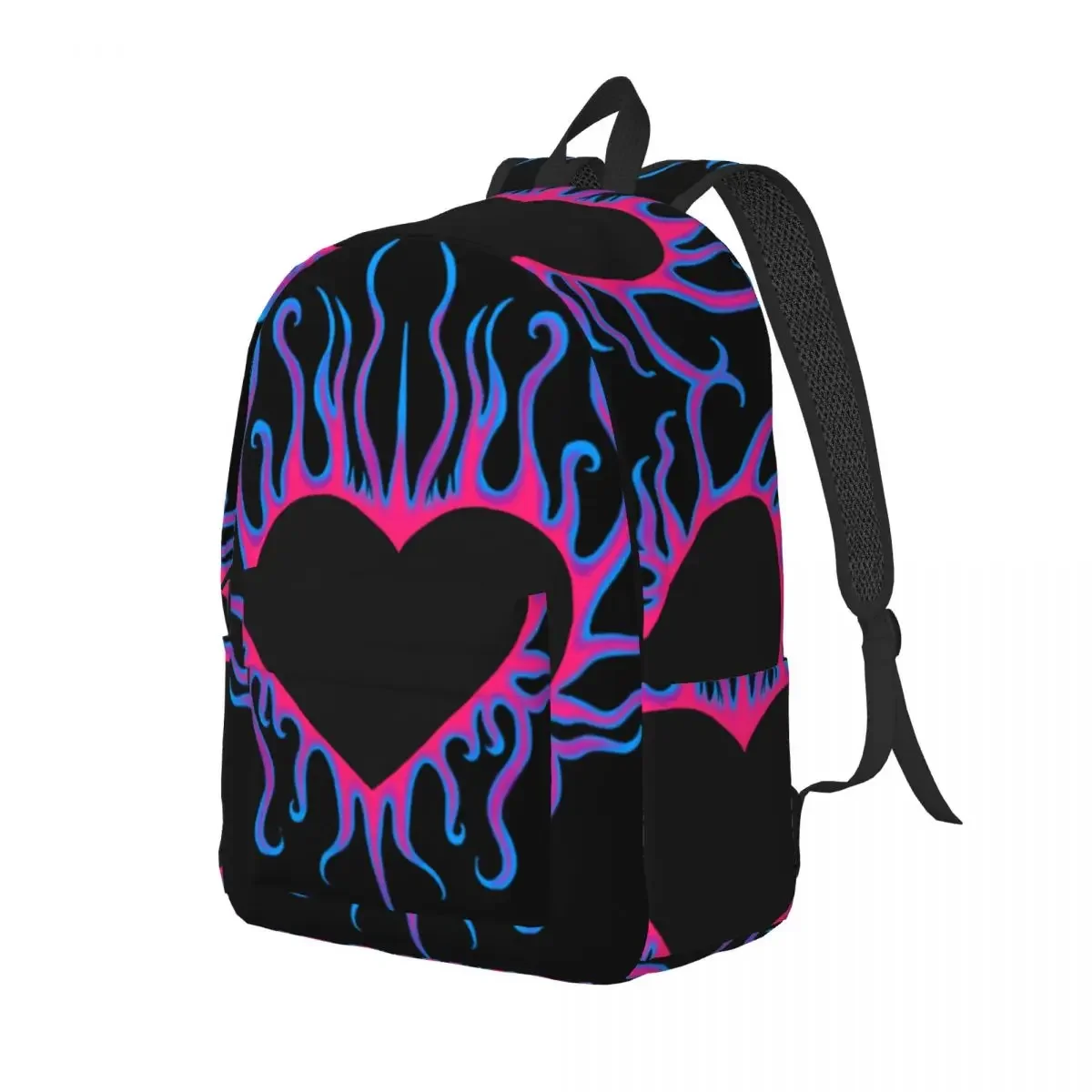 Flaming Heart Backpack Student Unisex Burning Purple Love Soft Backpacks Aesthetic School Bags Daily High Quality Rucksack