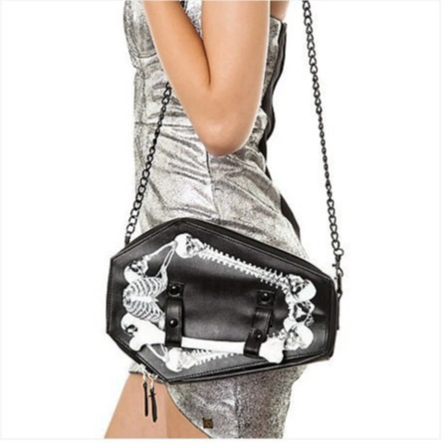 Black women's belt and leg strap decorations, cool girl punk-style phone bag, gothic waist bag for outdoor activities and party
