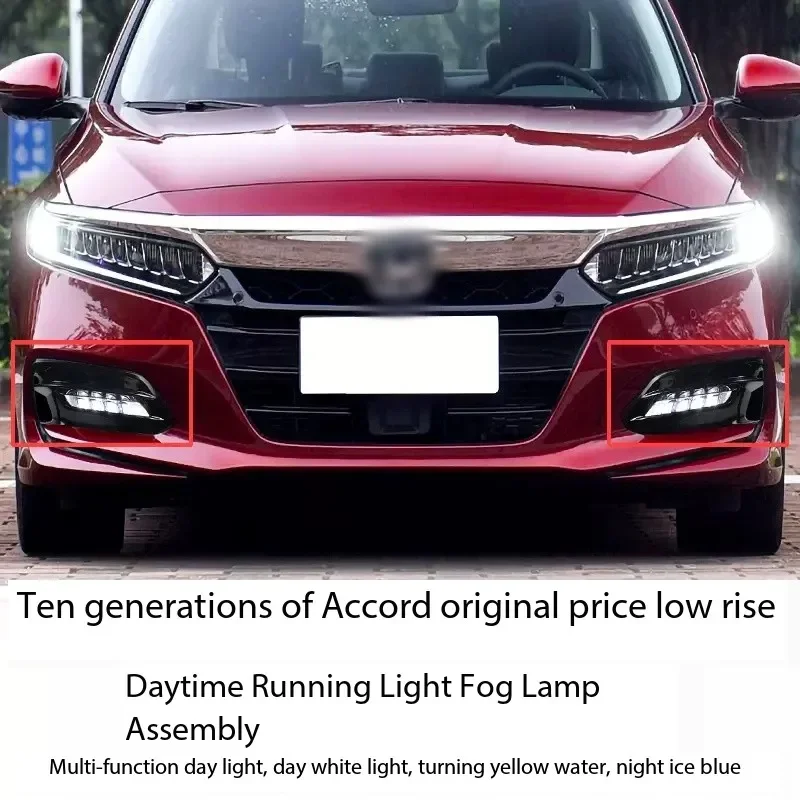 

Car Modified Three Color LED DRL Daytime Running Light With Yellow Turning Signal Fog Lamp For Honda 10th Accord 2018-2021