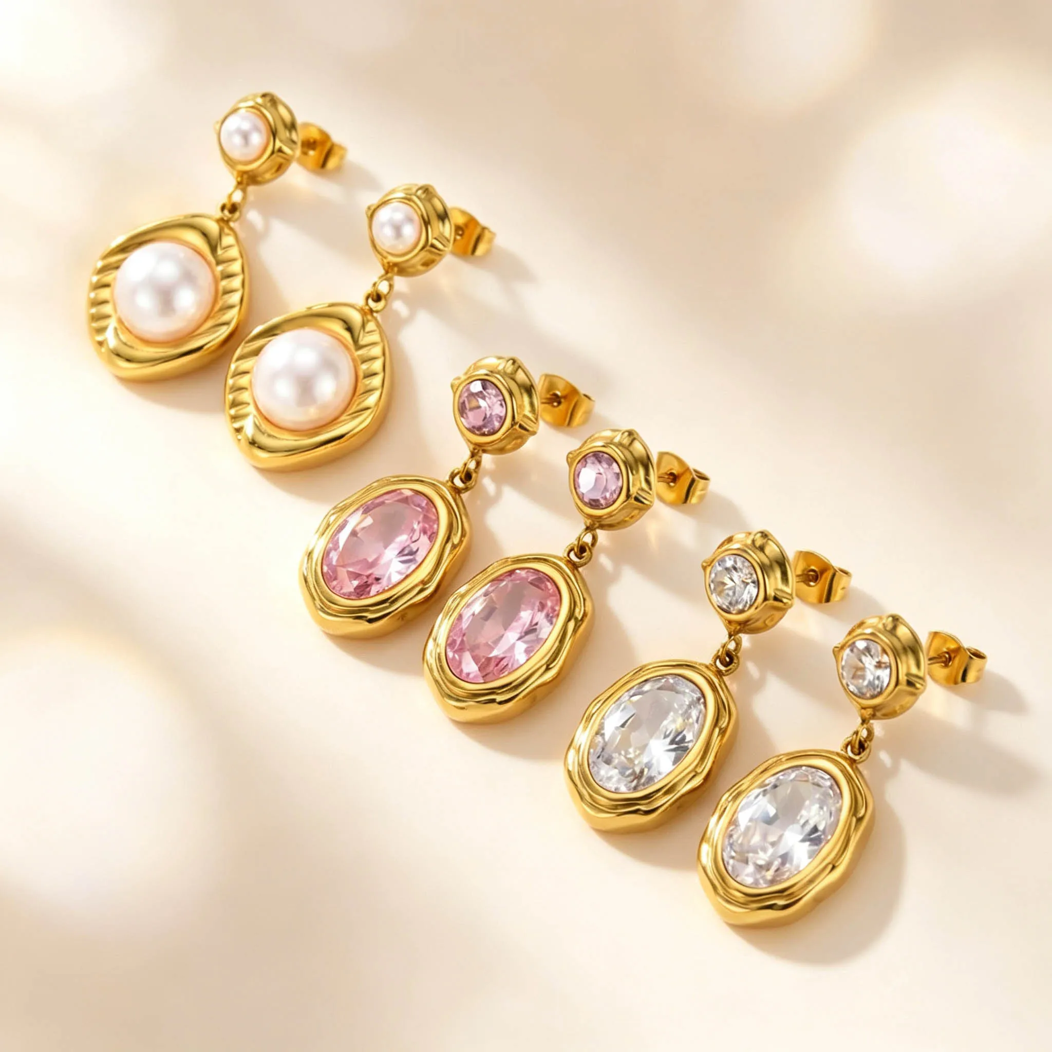 Irregular Frame Drop Earring For Women,Stainless Steel Imitation Pearl Earrings,Party Dating Wear,Luxury Retro Ear Jewelry Gift