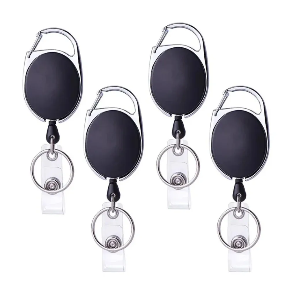 Retractable Reel Pull Key ID Card Badge Tag Clip Holder Carabiner Clips Keychain Keyring with Carabiner Reel