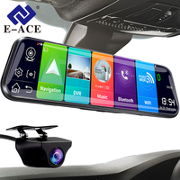 E-ACE 4G Car Dvr 10 Inch Mirror Dash Cam Android 8.1 GPS Navigation Car Camera Auto Recorder ADAS Support 1080P Rear Camera