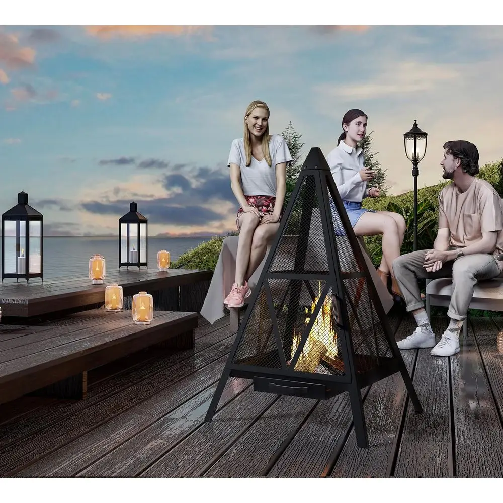 

Прочная стальная бездымная костра для открытого патио, сада и заднего двора, идеально подходит для богемной и медитации.