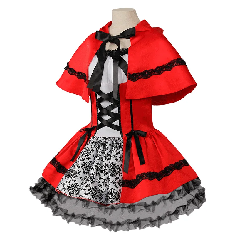 Costume Lace Up German Oktoberfest Dirndl Dress Apron Short Sleeve Cosplay Party Dress