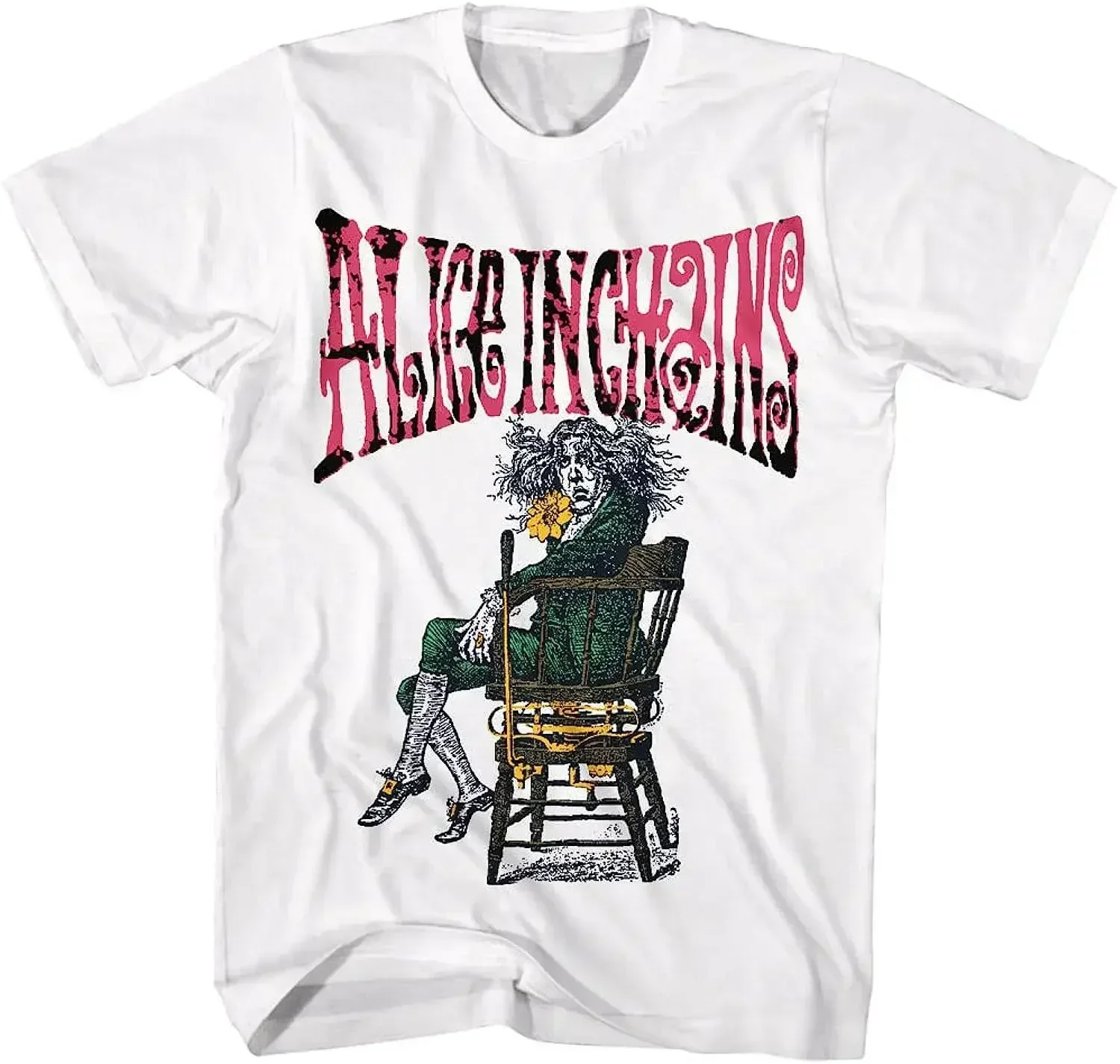 الكلاسيكية 90s الموسيقى أليس في سلاسل الأسود الترابية ألبوم تي شيرت الرجال النساء قصيرة الأكمام القطن تي شيرت الصيف Vintage القمم الملابس