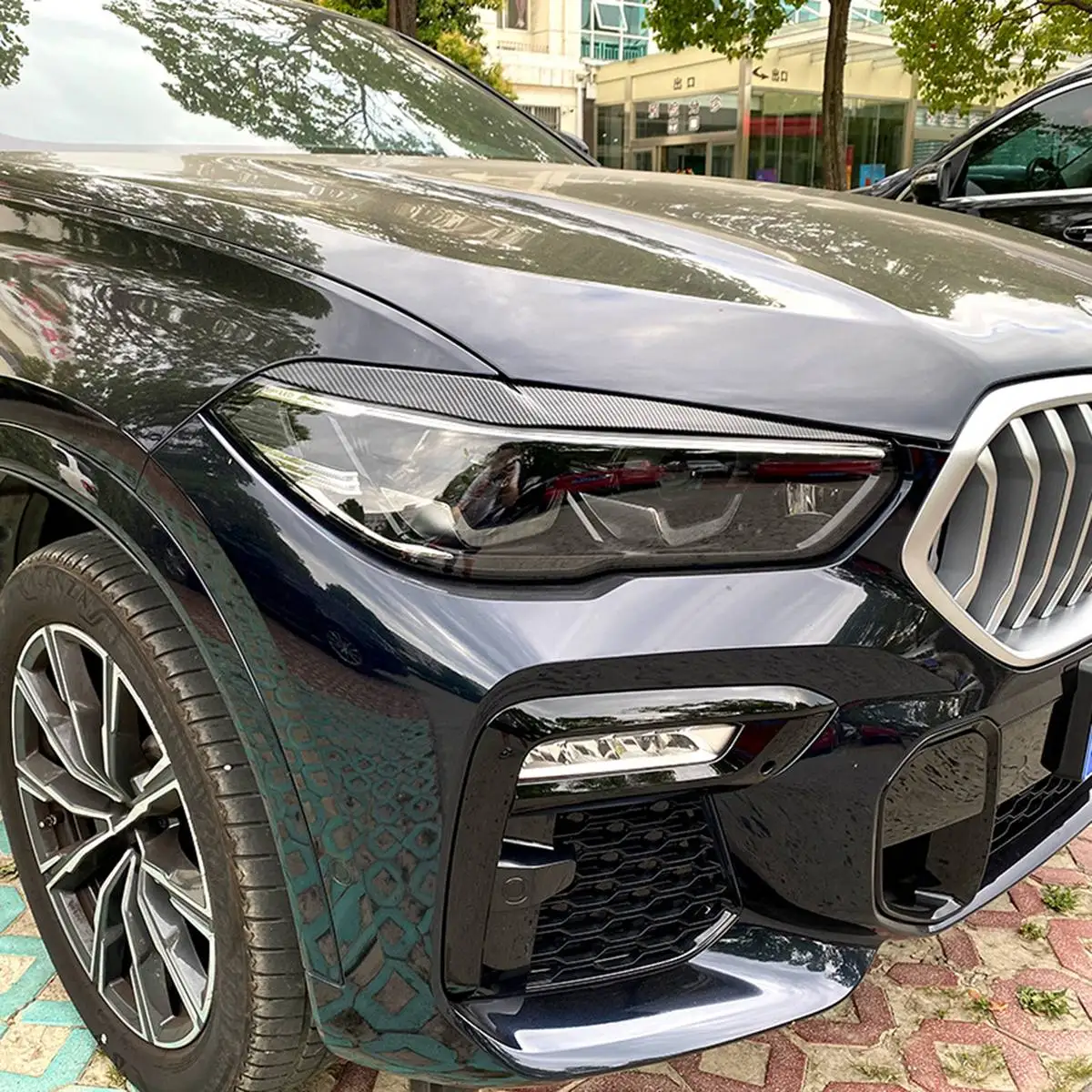 Do BMW- X5 G05 X6 G06 2019 2020 2021 2022 Naklejka na przedni reflektor z włókna węglowego Naklejka na brwi