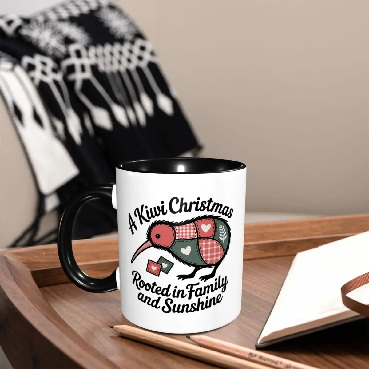 Patchwork Kiwi Silhouette - A Kiwi Christmas Mug Funny Ceramic Coffee Cups Tea Mugs Milk Cup Drinkware Gifts for Friends