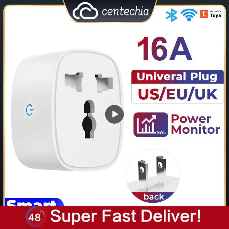 Tuya WiFi Smart Socket US/EU/UK Smart Plug With Power Monitor Smart Life Voice Control Work With Alexa Home Tmall