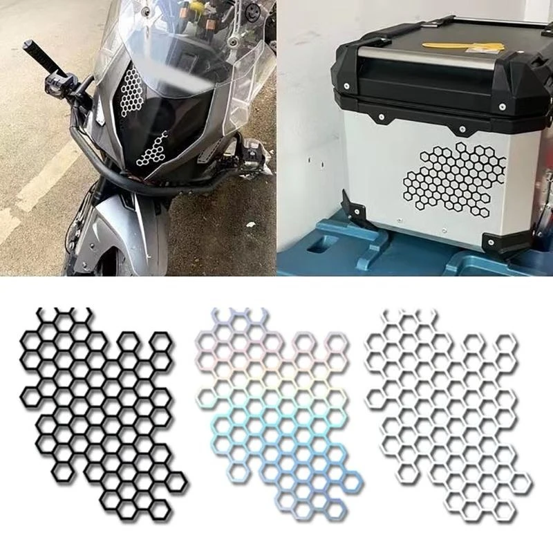 R9CC Highs Visibility Warning Stickers Hexagonal Honeycomb Decals Adhesive Sticker Decorations for Motorbike Car
