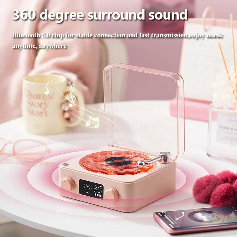 Boîte à Musique Anti-Bruit avec Lumière Ambiante Colorée, Lecteur MP3, Prise en Charge de la Carte TF, AUX, Haut-Parleur Bluetooth Rétro Portable Blanc