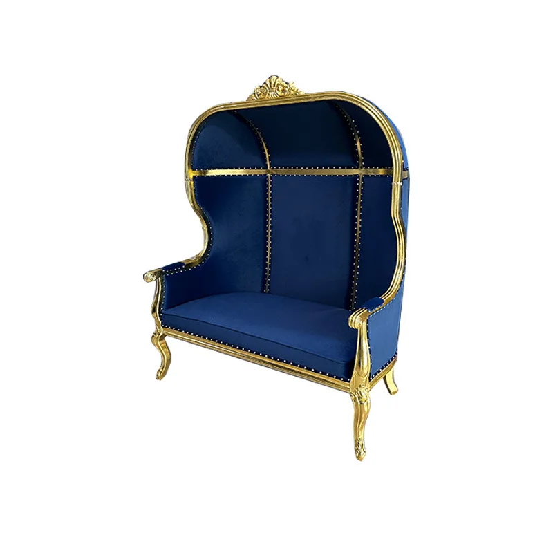 

European court princess chair wedding banquet double sofa, luxury solid wood beauty salon club image birdcage chair