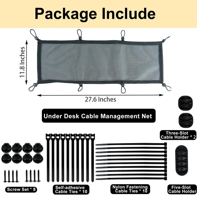 Cable Management Net Under Desk, Extra Large Cable Net, Flexible Privacy Mesh Cable Management Net, Under Desk Net Easy To Use