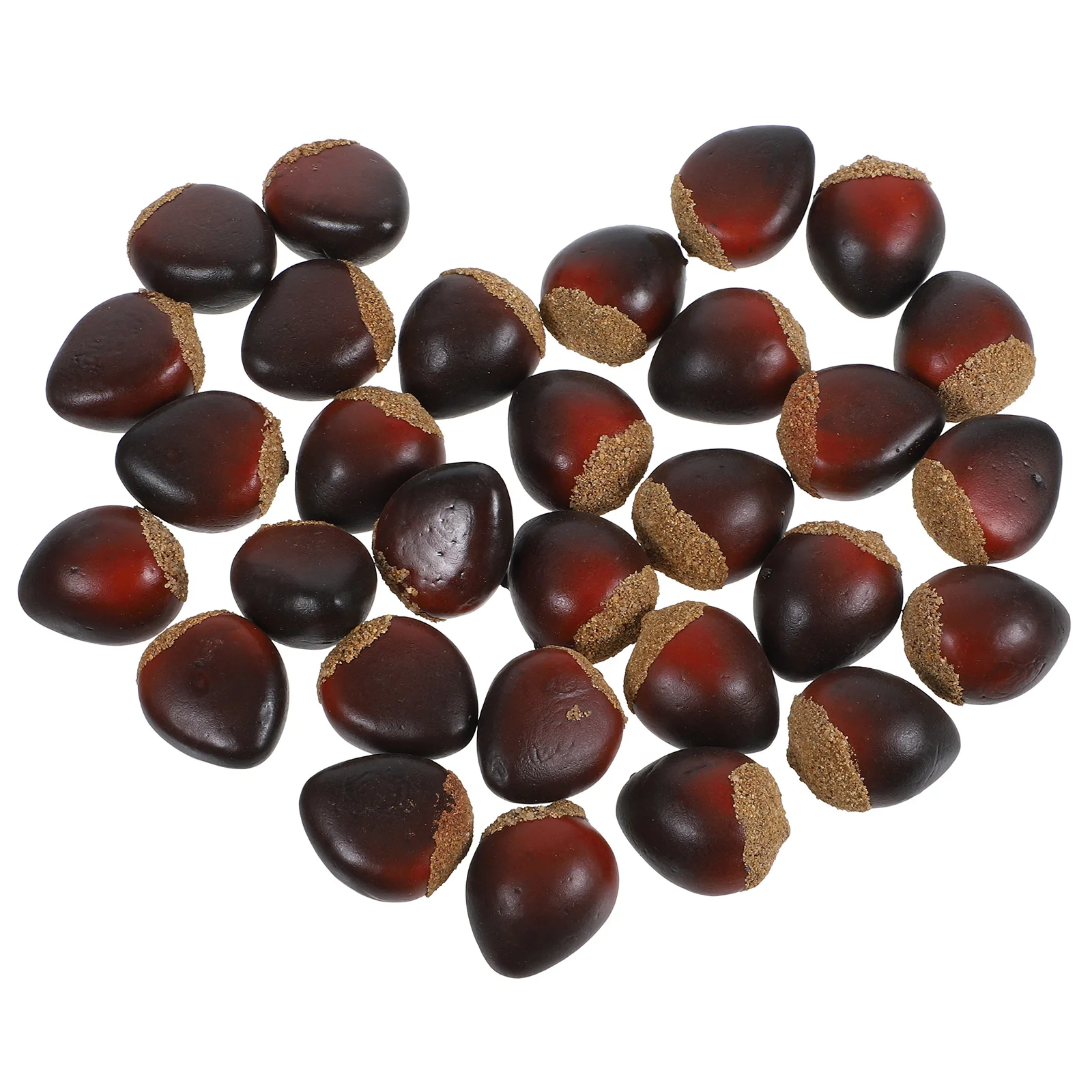 30 Pcs Foam Chestnut Lifelike Chestnuts Foams Fruit Model Fake Simulation Fruits Prop Artificial for Decoration